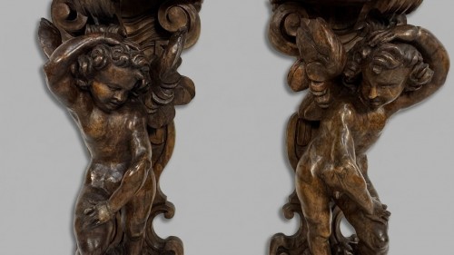 Louis XIV - Paire de guéridons en noyer, XVIIe siècle