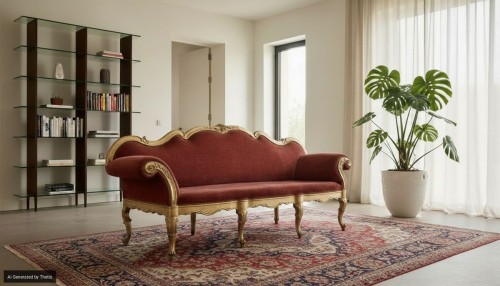 18th century - Sofa in carved and gilded wood, Lombardy, 18th century
