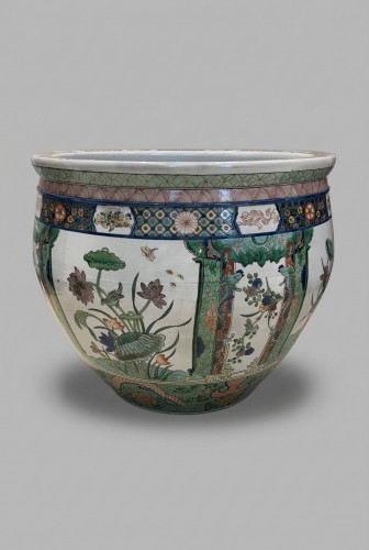 Aquarium en porcelaine polychrome, Samson Paris XIXe siècle - Céramiques, Porcelaines Style 