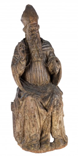 Saint évêque bénissant, Italie XVIIe siècle