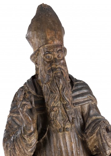 Sculpture  - Holy Bishop Blessing, Italy 17th century