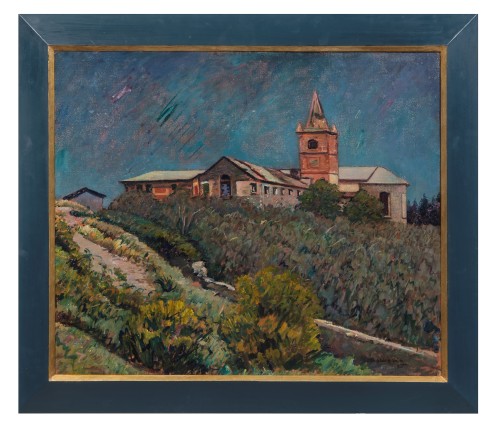 Pietro Marussig (1879 - 1937), Sturla, paysage de collines avec un clocher, vers 1929