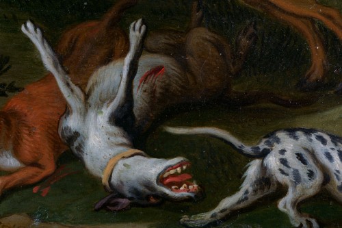 Scène de chasse avec chiens - 17e siècle, entourage de Frans Snyders - Antichità San Felice