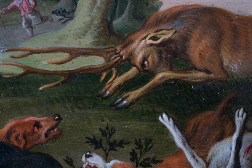 XVIIe siècle - Scène de chasse avec chiens - 17e siècle, entourage de Frans Snyders