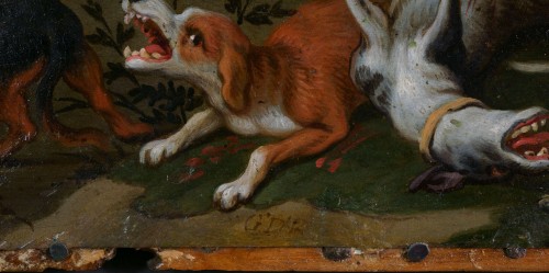 Louis XIV - 17th &quot;Hunting Scene&quot; Pair of Flemish Oil on Copper Frans Snyders Cercle