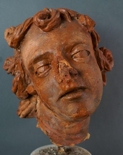 Tête en terre cuire - Agostino Fonduli (actif fin 15e-début 16e - Sculpture Style Renaissance