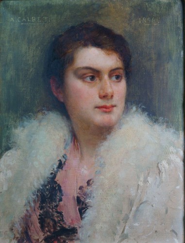 Antoine Calbet (1860-1942) Portrait daté 1896 - Tableaux et dessins Style Art nouveau