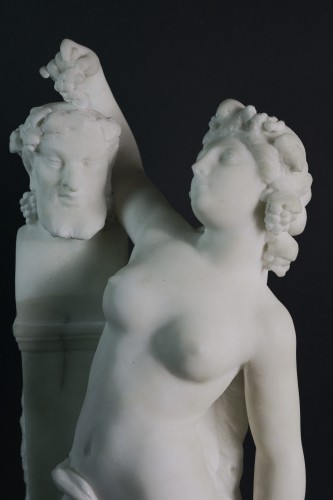 the Offering To Bacchus, 19th Marble Group  After Carrier-belleuse - Sculpture Style Napoléon III
