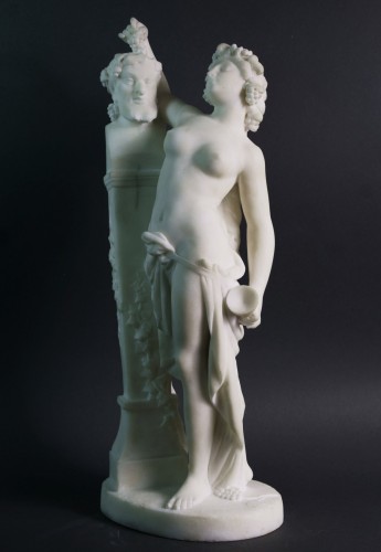 Antiquités - the Offering To Bacchus, 19th Marble Group  After Carrier-belleuse
