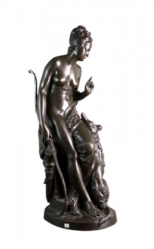 Albert Ernest Carrier-Belleuse (1824-1887) Diane, Imposante Groupe en Bronze