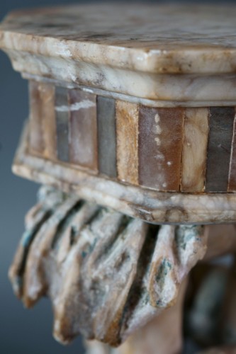 Sculpture  - 17th Marble Fountain Project With Three Dolphins