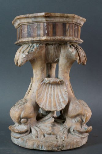 Antiquités - 17th Marble Fountain Project With Three Dolphins