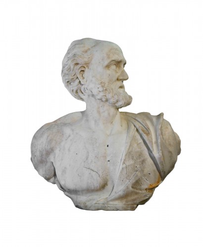 Diogéne, imposant buste en marbre  du 18e siècle