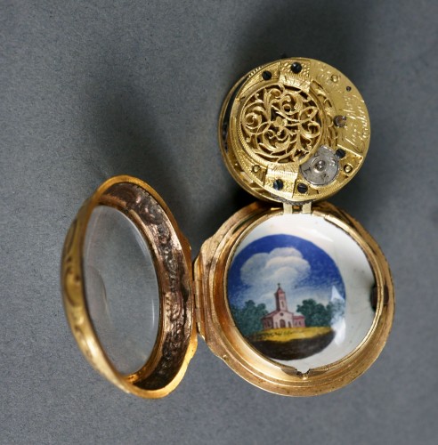 Horlogerie  - Jas Shearwood, London - Montre de poche émaillé et doré 1789