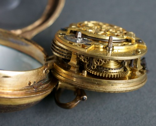 Antiquités - Jas Shearwood, London - Montre de poche émaillé et doré 1789