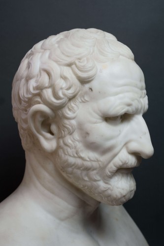 Leone Clerici (active in the 19th) Marble Bust of Demosthenes - Sculpture Style Napoléon III