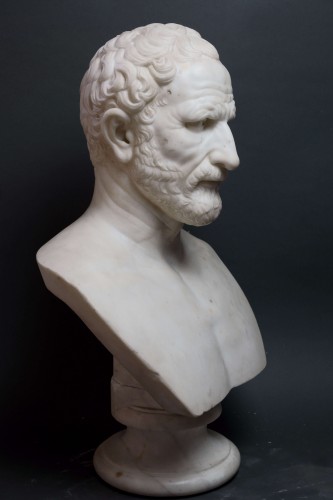 Sculpture  - Leone Clerici (active in the 19th) Marble Bust of Demosthenes