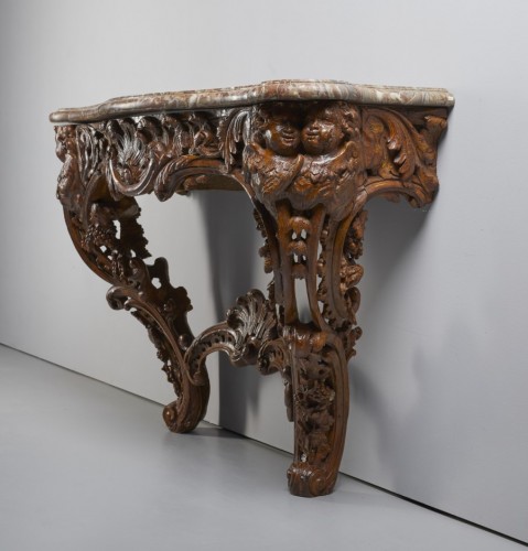 XVIIIe siècle - Console Louis XV en chêne