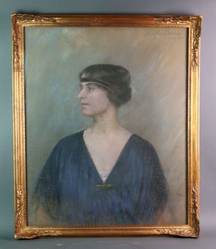 Pierre Carrier-Belleuse (1851-1931) Portrait de Vedette daté 1921 - Tableaux et dessins Style Art nouveau