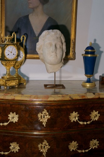 Antiquités - Tête en marbre d'Alexandre le Grand 18e siècle