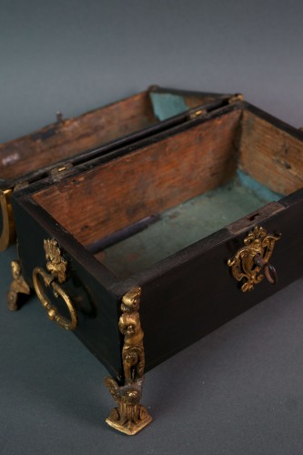 Louis XIII - 17th Italian Ebony Gilt Bronze and Diaspre Domed Box