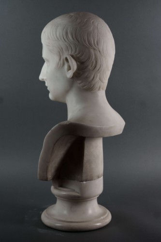 XIXe siècle - Buste en marbre de Gaius Octavius, atelier romain vers le 1830