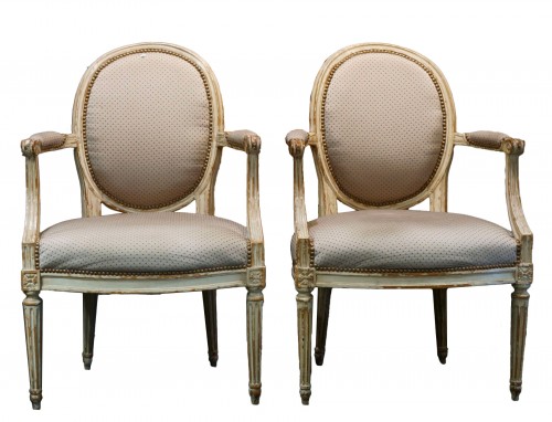 18th Pair Of Neoclassical Armchairs Stamped Pierre Remy