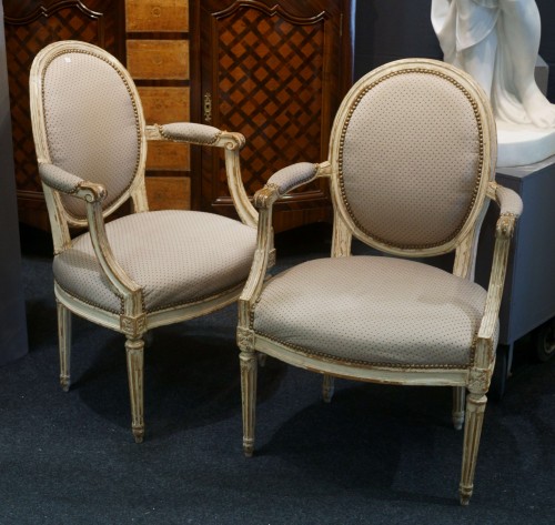 18th Pair Of Neoclassical Armchairs Stamped Pierre Remy - 