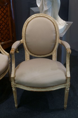 Antiquités - 18th Pair Of Neoclassical Armchairs Stamped Pierre Remy
