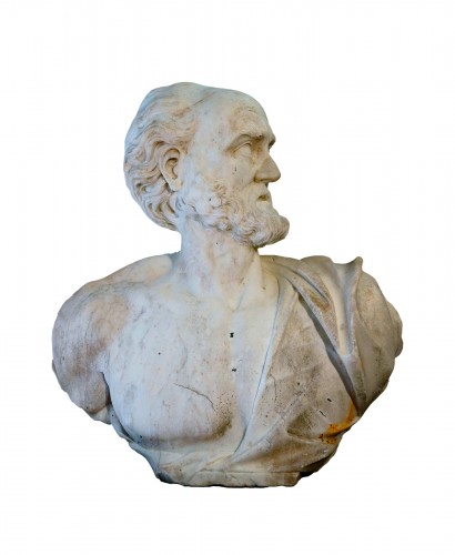 Imposant buste en marbre de Diogène Italie 18e siècle