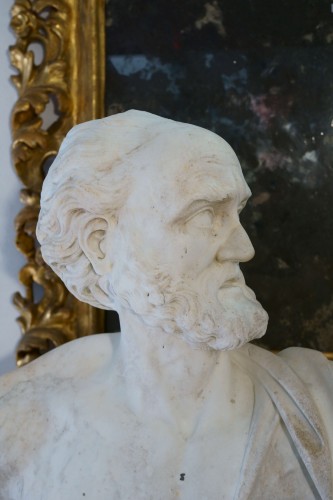 Sculpture Sculpture en Marbre - Imposant buste en marbre de Diogène Italie 18e siècle