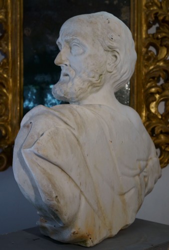 Antiquités - 18th Imposing Italian Marble Bust of Diogenes 