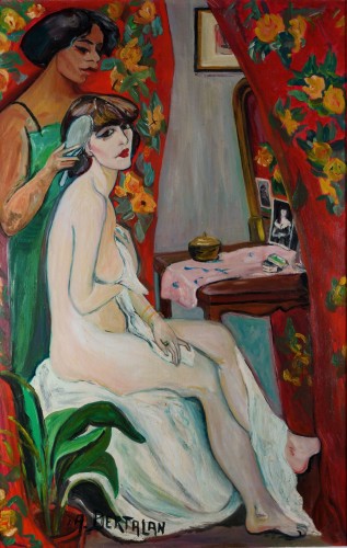 Albert Bertalan (1899-1957) "Nu dans un intérieur rouge"