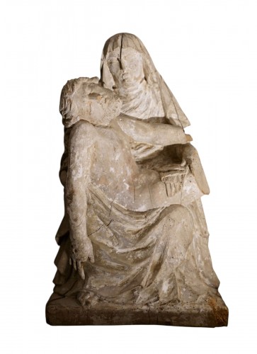 Vierge de Pitié en bois de tilleul France fin du 15e