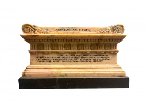 Early 19th Grand Tour Souvenir Marble Sarcophagus Of Lucius Cornelius Scipi
