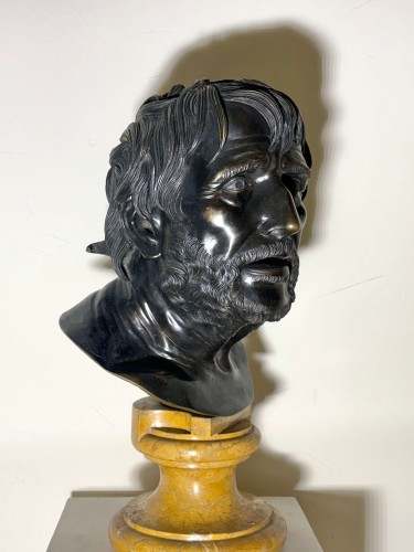 19th century - Late 18th  Bronze Bust depicting Pseudo-Seneca