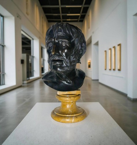 Antiquités - Late 18th  Bronze Bust depicting Pseudo-Seneca