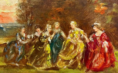 Paintings & Drawings  - Narcisse Virgile Diaz de la Peña (1808-1876) Elegant in a Forest