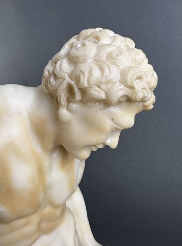 19th Large Volterra Alabaster Sculpture Satyr With Cymbals - Sculpture Style Napoléon III