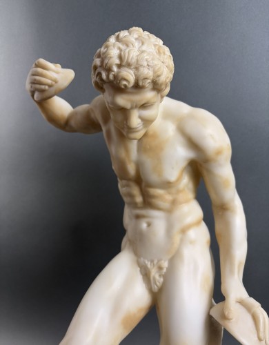 Sculpture  - 19th Large Volterra Alabaster Sculpture Satyr With Cymbals
