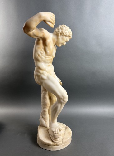 19th century - 19th Large Volterra Alabaster Sculpture Satyr With Cymbals