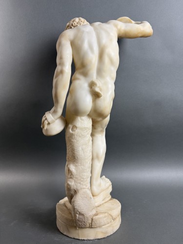 19th Large Volterra Alabaster Sculpture Satyr With Cymbals - Napoléon III