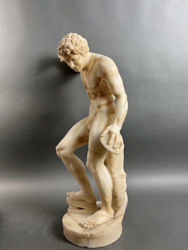 Napoléon III - 19th Large Volterra Alabaster Sculpture Satyr With Cymbals