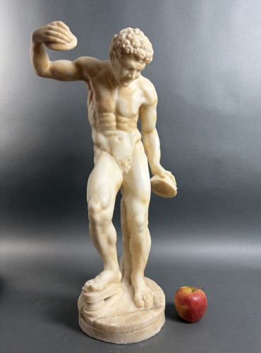 Antiquités - 19th Large Volterra Alabaster Sculpture Satyr With Cymbals