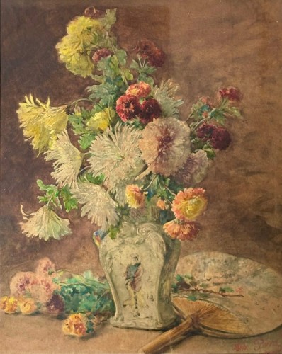 Henri Biva (1848-1929) - Nature morte au vase chinois