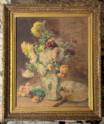 Antiquités - Henri Biva (1848-1929) - still Life With A Chinese Vase