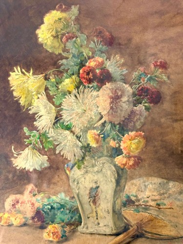 Antiquités - Henri Biva (1848-1929) - still Life With A Chinese Vase