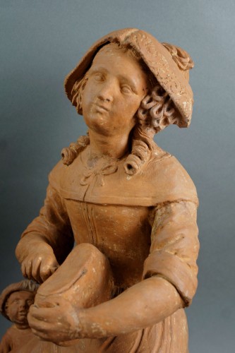 Antiquités - Paire de sculptures en terre cuite, France 17e siècle