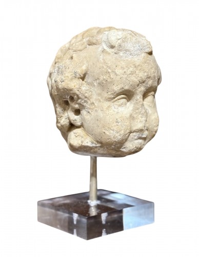 17th Roman Baroque Marble Head Putto