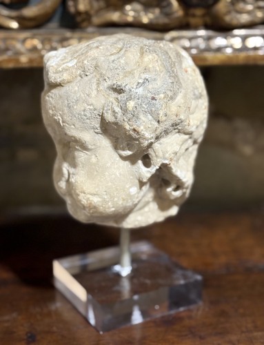 17th Roman Baroque Marble Head Putto - Louis XIV